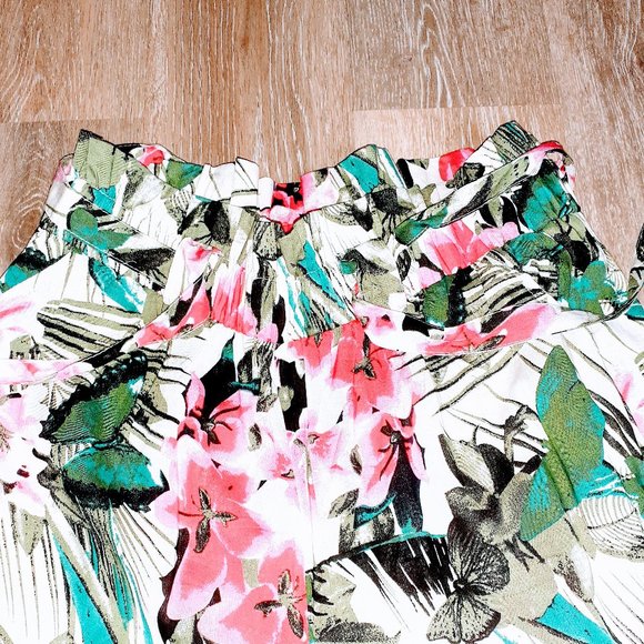 Indero Floral Print Paper bag Waist Wide Leg Pant - Picture 2 of 4